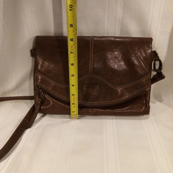 Brown Leather Crossbody Flap Shoulder Bag (Liz & Co) – Good Condition - Picture 10 of 10